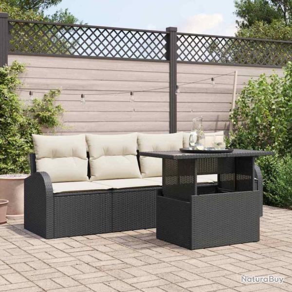 Ensemble de canap� de jardin 5 pcs Noir Poly Rattan