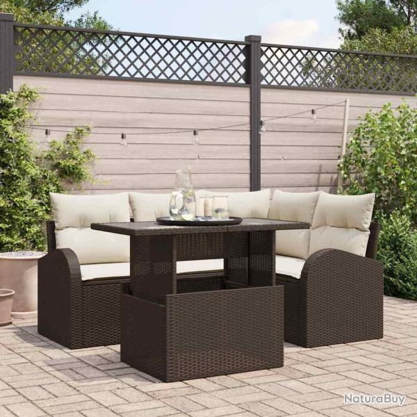 Ensemble de canap� de jardin 5 pcs Marron Poly rotin