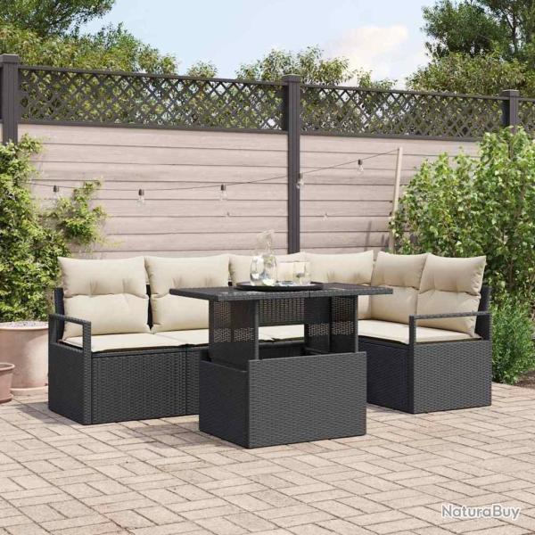 Ensemble de canap� de jardin 6 pcs Noir Poly rotin