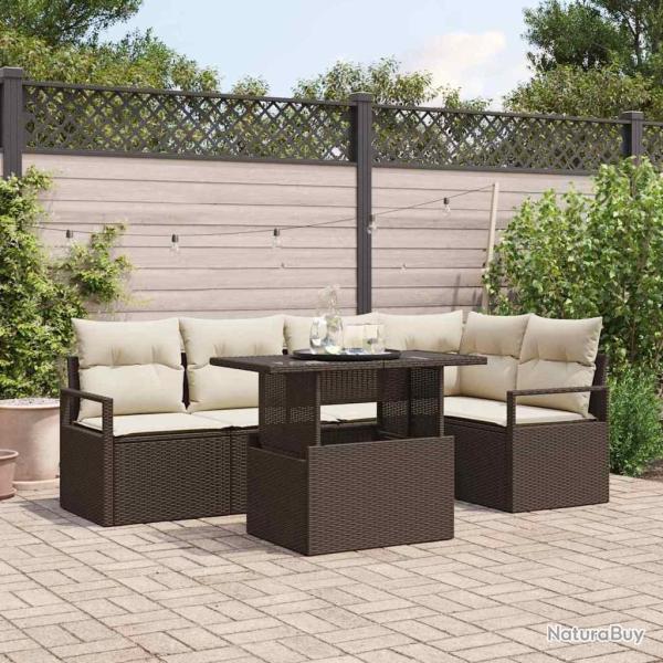 Ensemble de canap� de jardin 6 pcs Marron Poly rotin