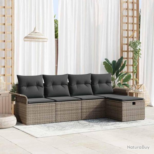 Ensemble de canap� de jardin avec coussin 5 pcs Gris polyrotin