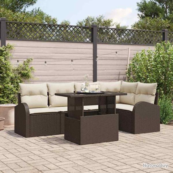 Ensemble de canap� de jardin 6 pcs Marron Poly rotin