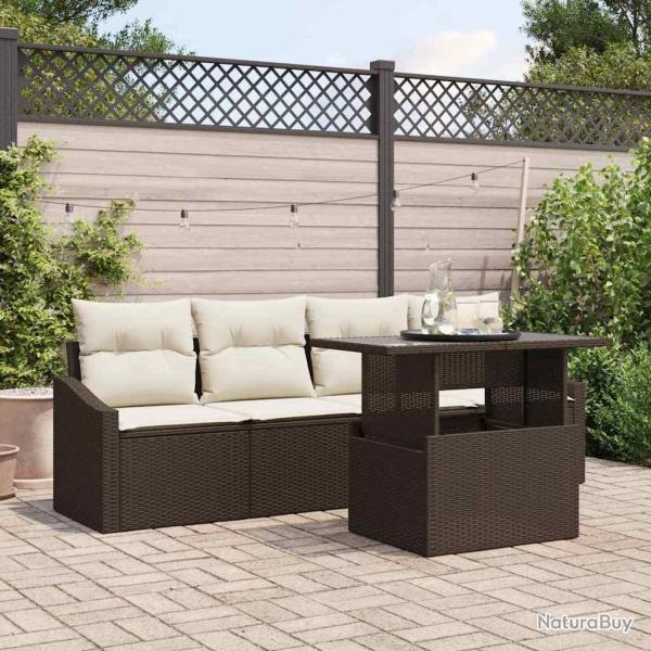 Ensemble de canap� de jardin 5 pcs Marron Poly rotin