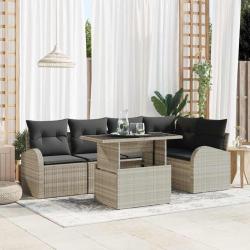 Ensemble de canap&eacute; de jardin 6 pcs Gris clair Poly rotin