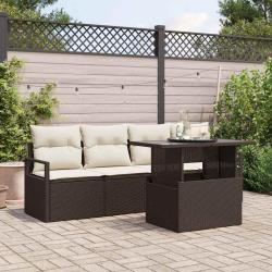 Ensemble de canap&eacute; de jardin 5 pcs Marron Poly rotin