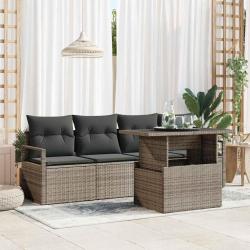 Ensemble de canap&eacute; de jardin 5 pcs Gris Poly rotin