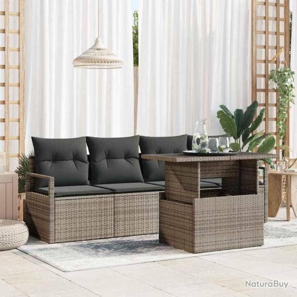 Ensemble de canap� de jardin 5 pcs Gris Poly rotin