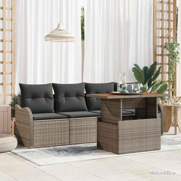 Ensemble de canap� de jardin avec stockage 5 pcs Gris polyrotin