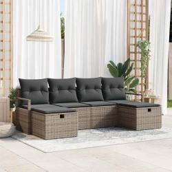 Ensemble de Canap&eacute;s avec coussin 6 pcs Gris polyrotin