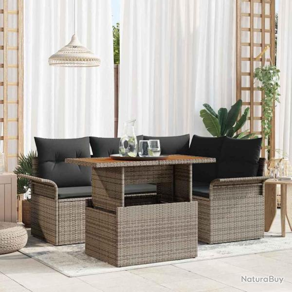 Ensemble de canap� de jardin 5 pcs Gris Poly rotin