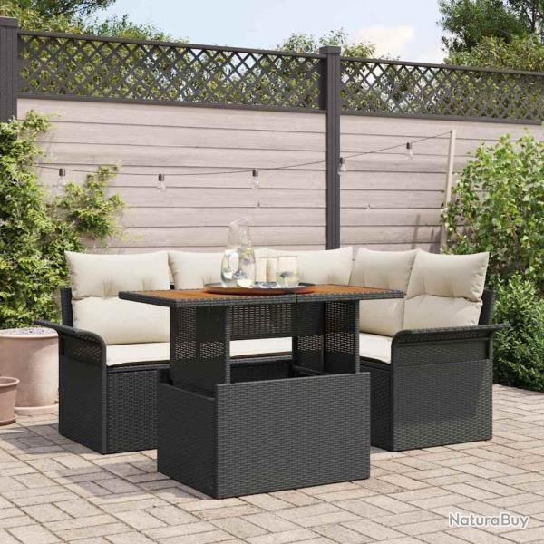 Ensemble de canap� de jardin 5 pcs Noir Poly rotin