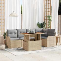 Ensemble de canap&eacute; de jardin 6 pcs Beige Poly rotin