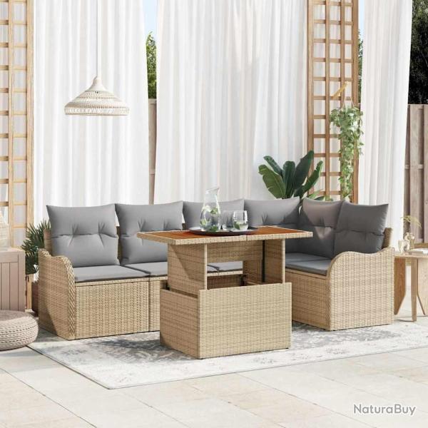 Ensemble de canap� de jardin 6 pcs Beige Poly rotin