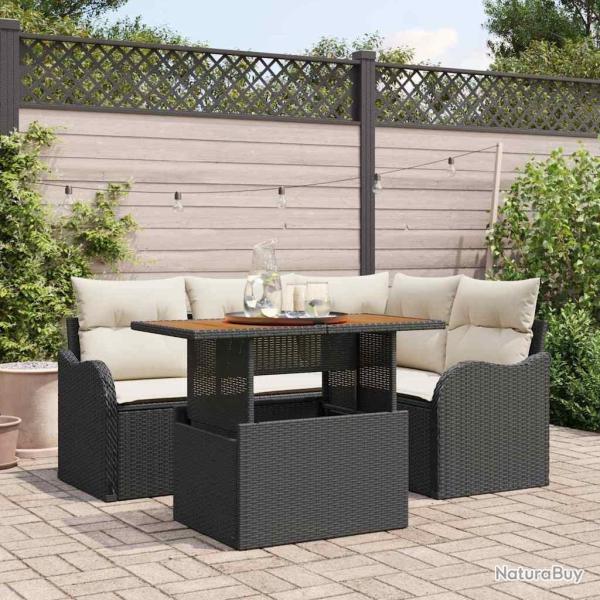 Ensemble de canap� de jardin 5 pcs Noir Poly rotin