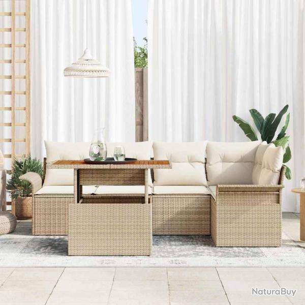 Ensemble de canap� de jardin 6 pcs Beige Poly rotin