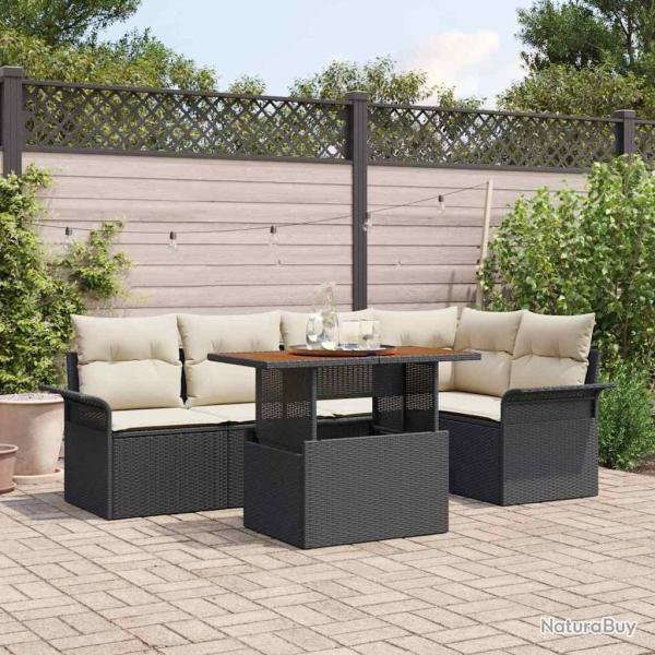 Ensemble de canap� de jardin 6 pcs Noir Poly rotin