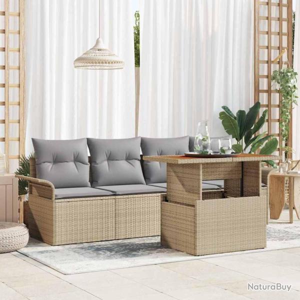 Ensemble de canap� de jardin 5 pcs Beige Poly rotin