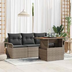 Ensemble de canap&eacute; de jardin 5 pcs Gris Poly rotin