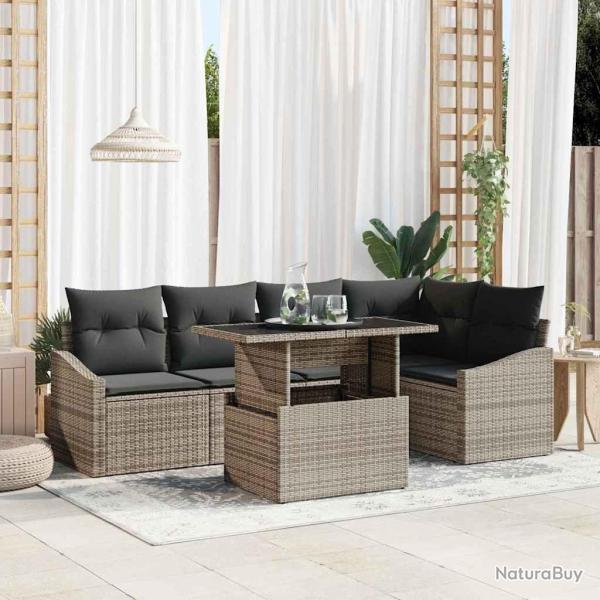 Ensemble de canap� de jardin avec coussin R�glable 6 pcs Gris