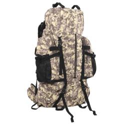 Sac &agrave; dos de randonn&eacute;e marron camouflage 100 L tissu oxford
