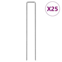 Piquets de sol en forme de U 25 pcs 20x3,5 cm acier galvanis&eacute;