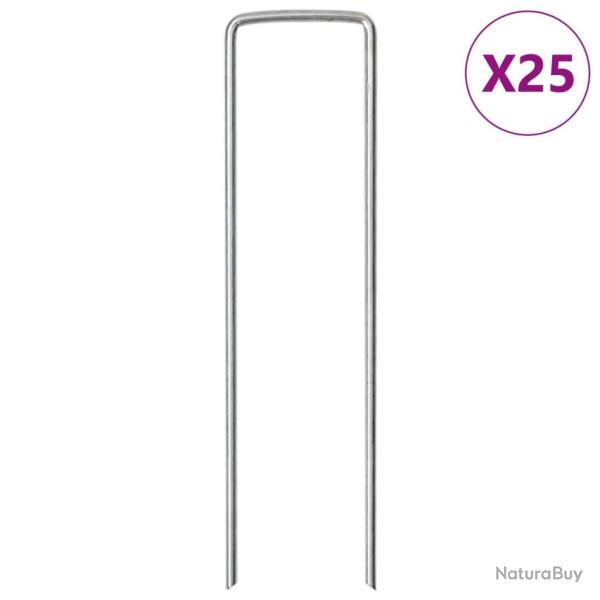 Piquets de sol en forme de U 25 pcs 15x3,5 cm acier galvanis�