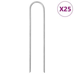Piquets de sol en forme de U 25 pcs 15x3,5 cm acier galvanis&eacute;