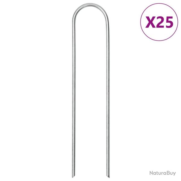 Piquets de sol en forme de U 25 pcs 15x3,5 cm acier galvanis�