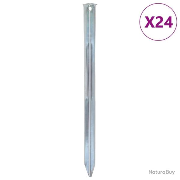 Piquets de tente 24 pcs 30 cm �20 mm acier galvanis�
