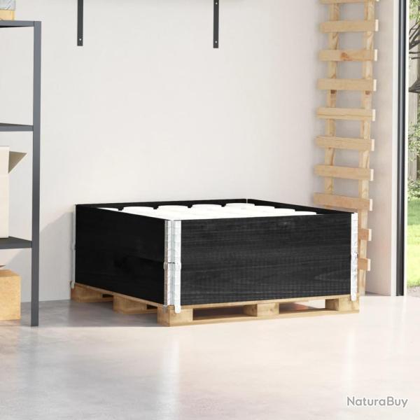 Colliers de palette 2 pcs noir 100x100 cm bois de pin solide
