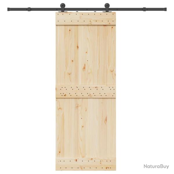Kit de quincaillerie de porte coulissante 213,5 cm acier noir