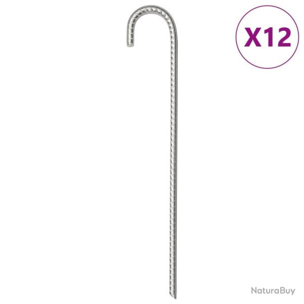 Piquets de tente 12 pcs 37 cm �10 mm acier galvanis�