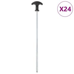 Piquets de tente 24 pcs 30 cm &Oslash;7 mm acier galvanis&eacute;