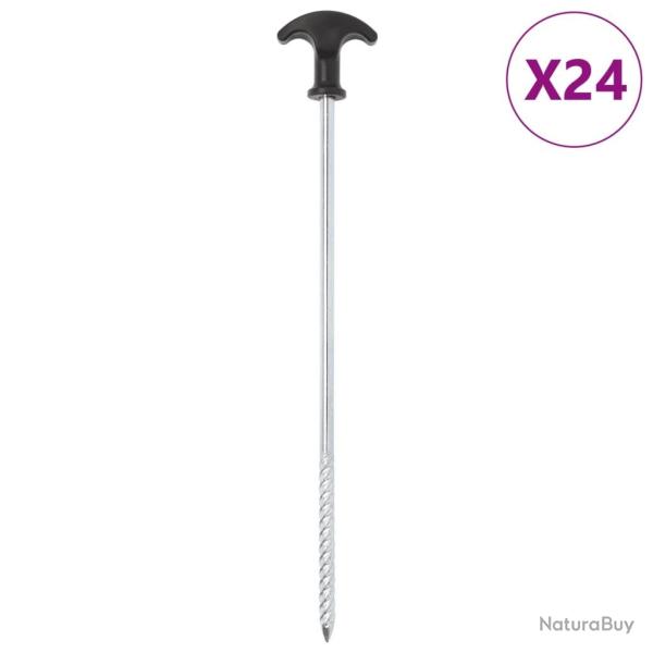 Piquets de tente 24 pcs 30 cm �7 mm acier galvanis�