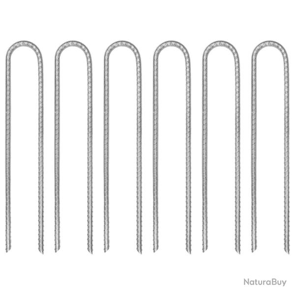 Piquets de tente 6 pcs en forme de U 30 cm �7mm acier galvanis�