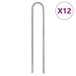 Piquets de tente 12 pcs en forme de U 30cm &Oslash;7mm acier galvanis&eacute;