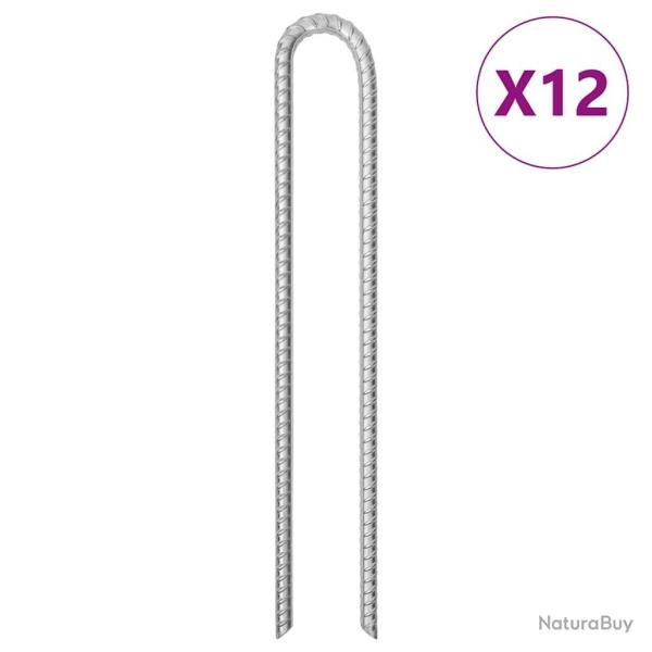 Piquets de tente 12pcs forme de U 41,5 cm �12mm acier galvanis�