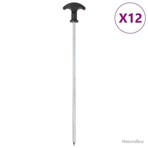 Piquets de tente 12 pcs 30 cm �7 mm acier galvanis�