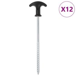 Piquets de tente 12 pcs 20 cm &Oslash;7 mm acier galvanis&eacute;