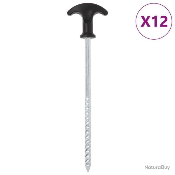 Piquets de tente 12 pcs 20 cm �7 mm acier galvanis�