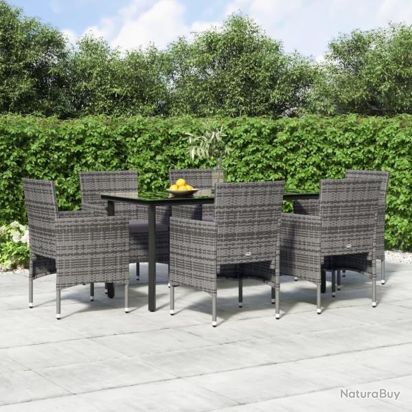 Ensemble � manger de jardin coussins 7pcs Gris et noir