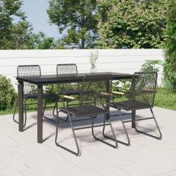 Ensemble &agrave; manger de jardin 5 pcs Noir Rotin PVC