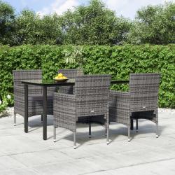 Ensemble &agrave; manger de jardin et coussins 5pcs Gris/noir