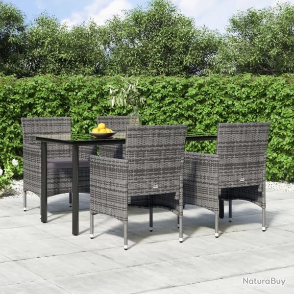 Ensemble � manger de jardin et coussins 5pcs Gris/noir