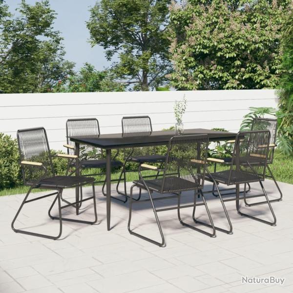 Ensemble � manger de jardin 7 pcs Noir Rotin PVC