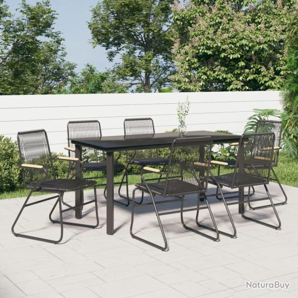 Ensemble � manger de jardin 7 pcs Noir Rotin PVC