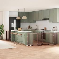 Barri&egrave;re pour chien porte pliable 12 panneaux bois de peuplier