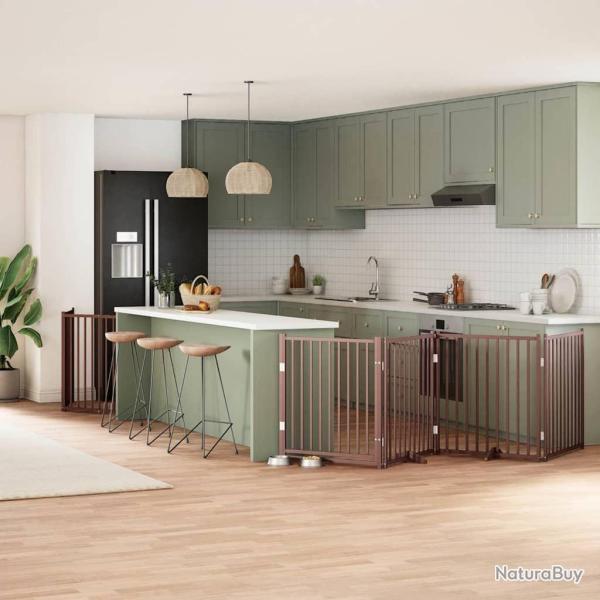 Barri�re pour chien porte pliable 12 panneaux bois de peuplier