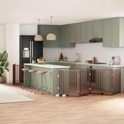 Barri&egrave;re pour chien porte pliable 10 panneaux bois de peuplier