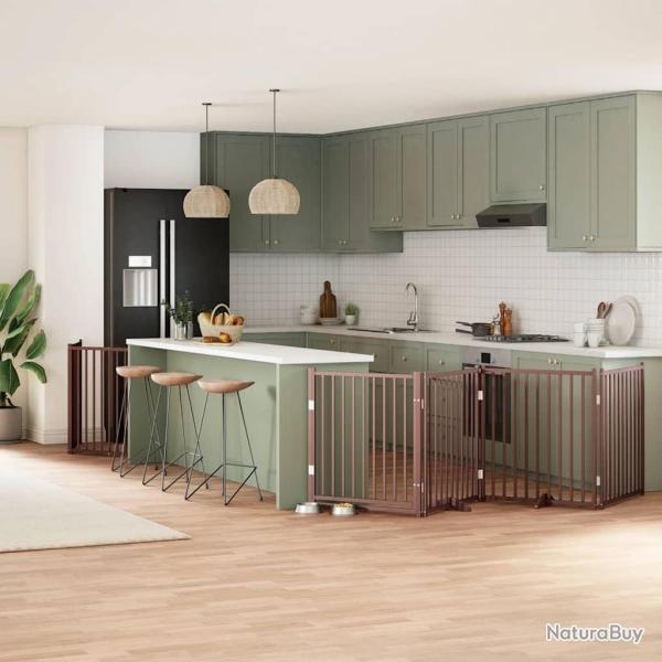 Barri�re pour chien porte pliable 8 panneaux bois de peuplier